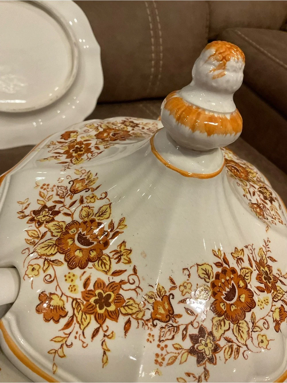 Vintage Brown Japanese Porcelain Soup Bowl